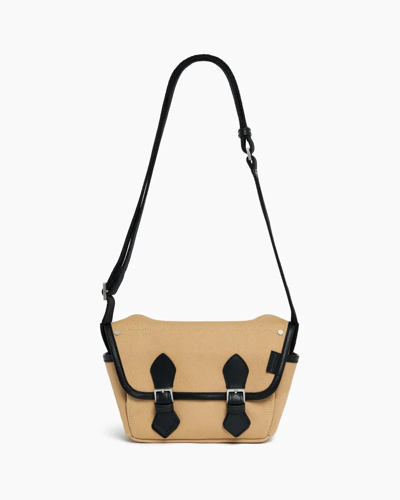 Le Tanneur Kleine Umhängetasche Solveig aus Baumwoll-Canvas und Glattleder Brown