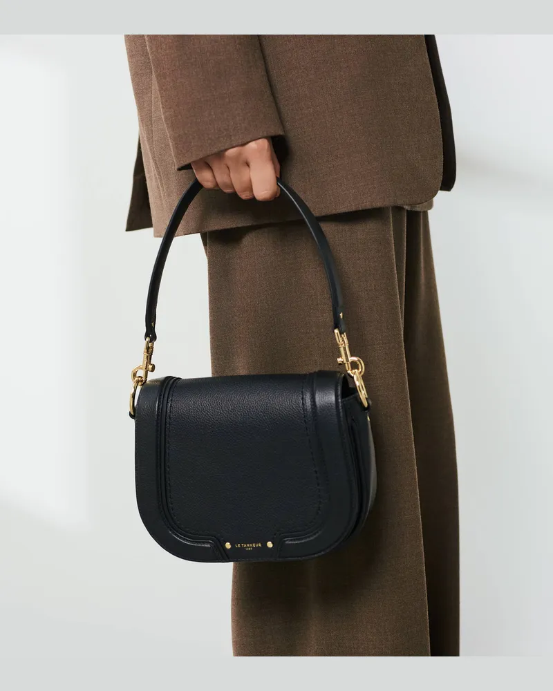 Le Tanneur Mittelgroße Umhängetasche Ella aus genarbtem Leder Black