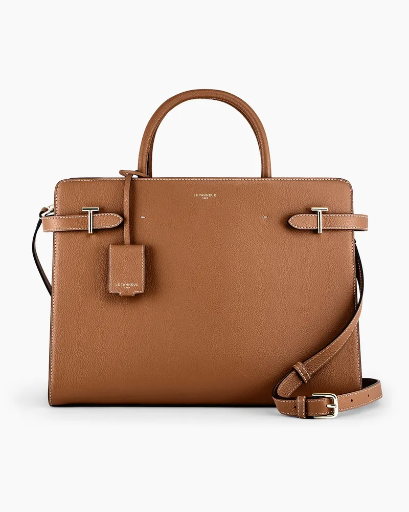 Le Tanneur Große Handtasche Emilie aus genarbtem Leder Brown