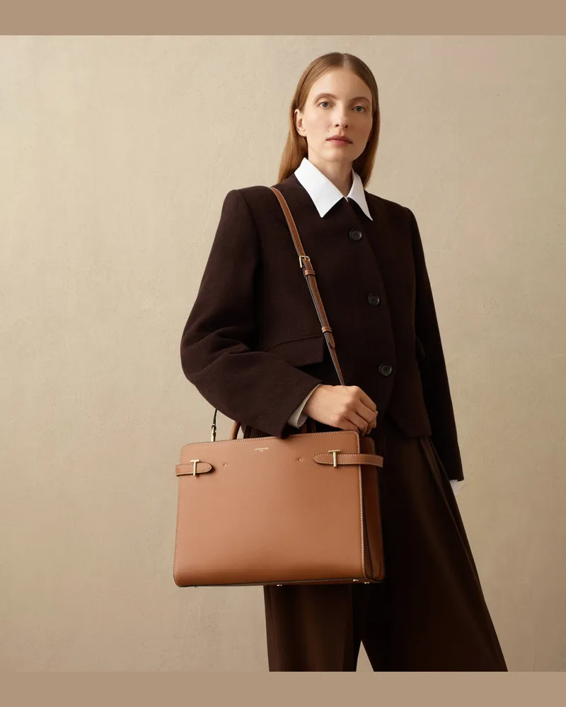Le Tanneur Große Handtasche Emilie aus genarbtem Leder Brown