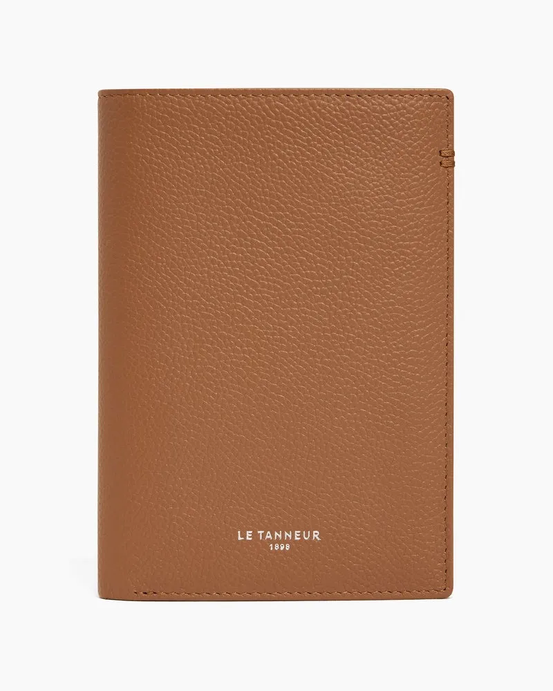 Le Tanneur Mittelgroße Bifold-Brieftasche im Hochformat mit Reißverschluss Lucien aus genarbtem Leder Tan