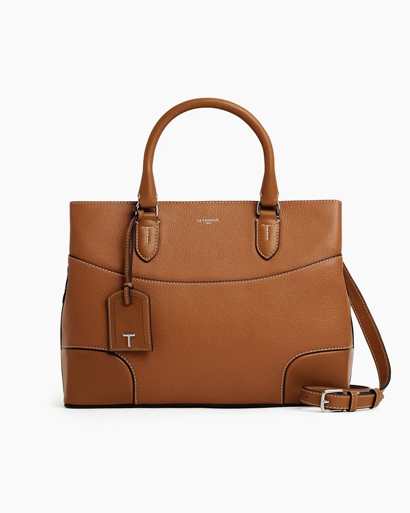 Le Tanneur Große Handtasche Romy aus genarbtem Glattleder Brown