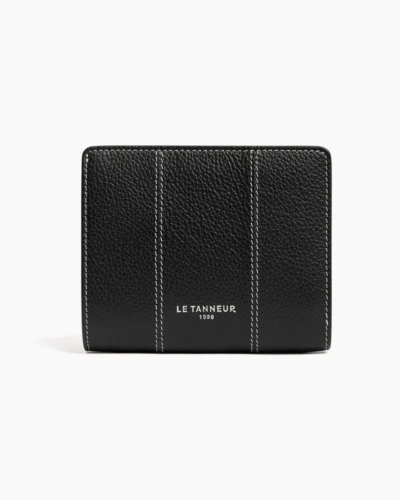 Le Tanneur Kleine Brieftasche Marguerite aus genarbtem Leder Schwarz