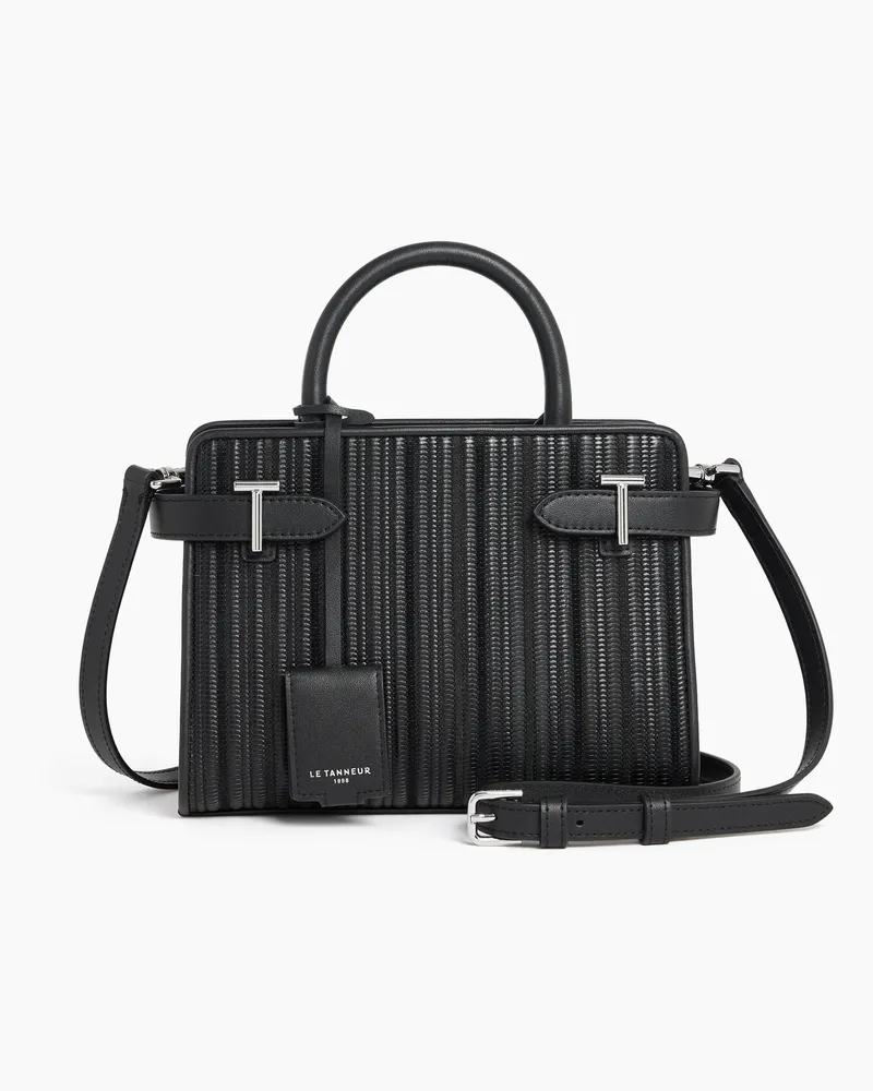 Le Tanneur Kleine Handtasche Emilie aus wiederverwendetem geflochtenem Leder Schwarz