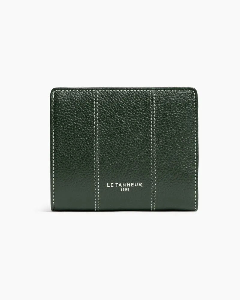 Le Tanneur Kleine Brieftasche Marguerite aus genarbtem Leder Grün