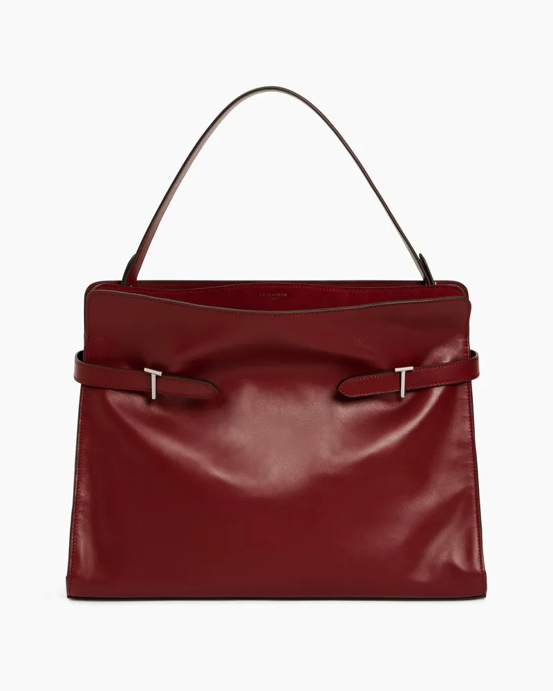 Le Tanneur Schultertasche Maxi-Modell Emie aus glattem Leder und Nubukleder Red