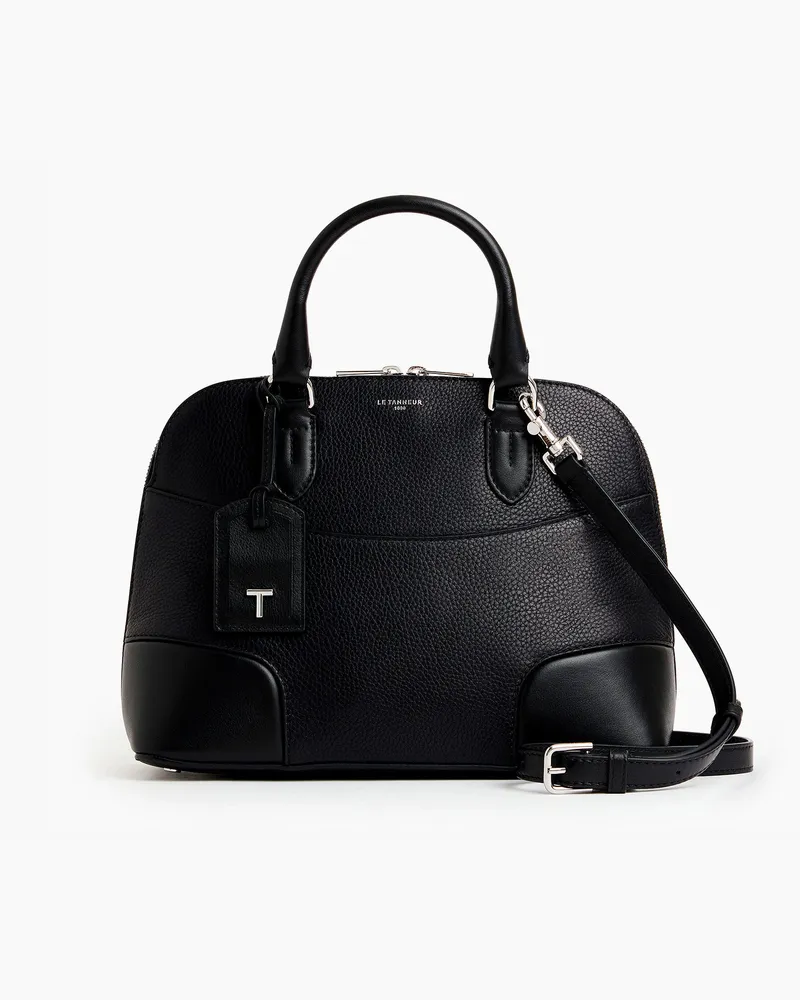 Le Tanneur Mittelgroße Handtasche Romy aus genarbtem Kreuz- und Glattleder Black