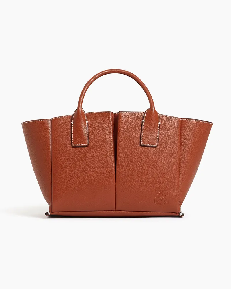 Le Tanneur Kleine Handtasche Elena aus genarbtem Leder Brown