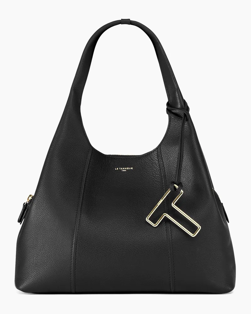 Le Tanneur Mittelgroße Schultertasche Modell Juliette aus genarbtem Leder Black