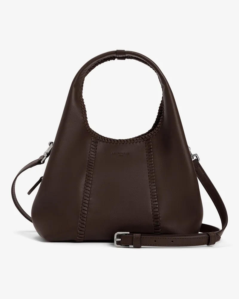 Le Tanneur Kleine Handtasche Juliette aus Glattleder mit Ziernähten Braun
