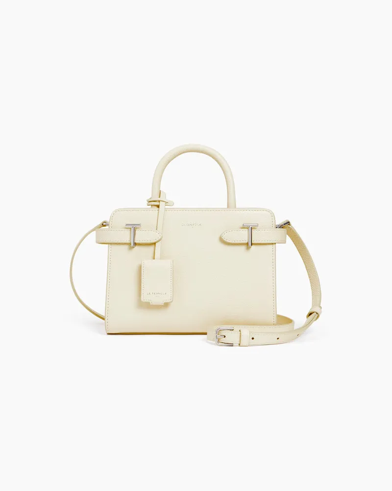 Le Tanneur Kleine Handtasche Emilie aus genarbtem Leder mit Trageriemen White