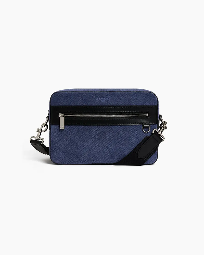 Le Tanneur Umhägetasche Emile aus Wildleder in Denim-Optik Black