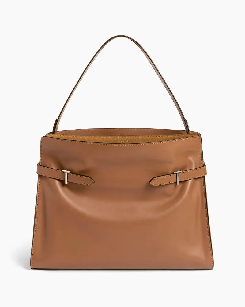 Le Tanneur Schultertasche Maxi-Modell Emie aus glattem Leder und Nubukleder Brown