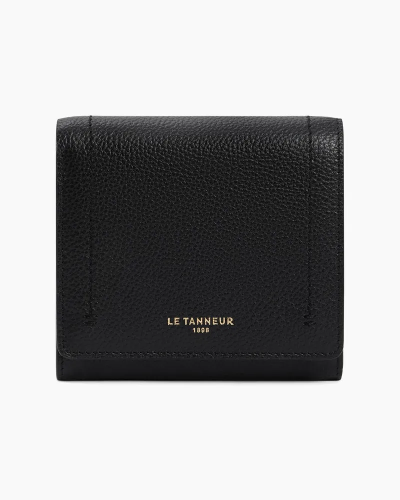 Le Tanneur Kleine Brieftasche mit Klappe Louison aus genarbtem Leder Schwarz