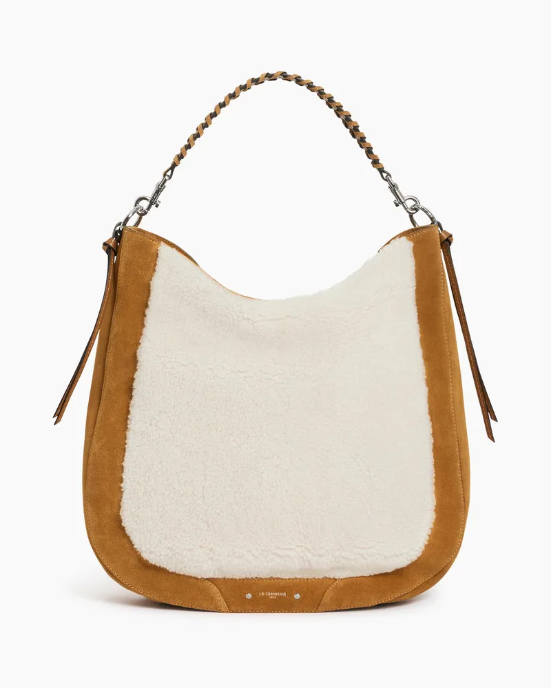 Le Tanneur Mittelgroße Hobo-Tasche Ella aus Wildleder und Schafsleder Brown