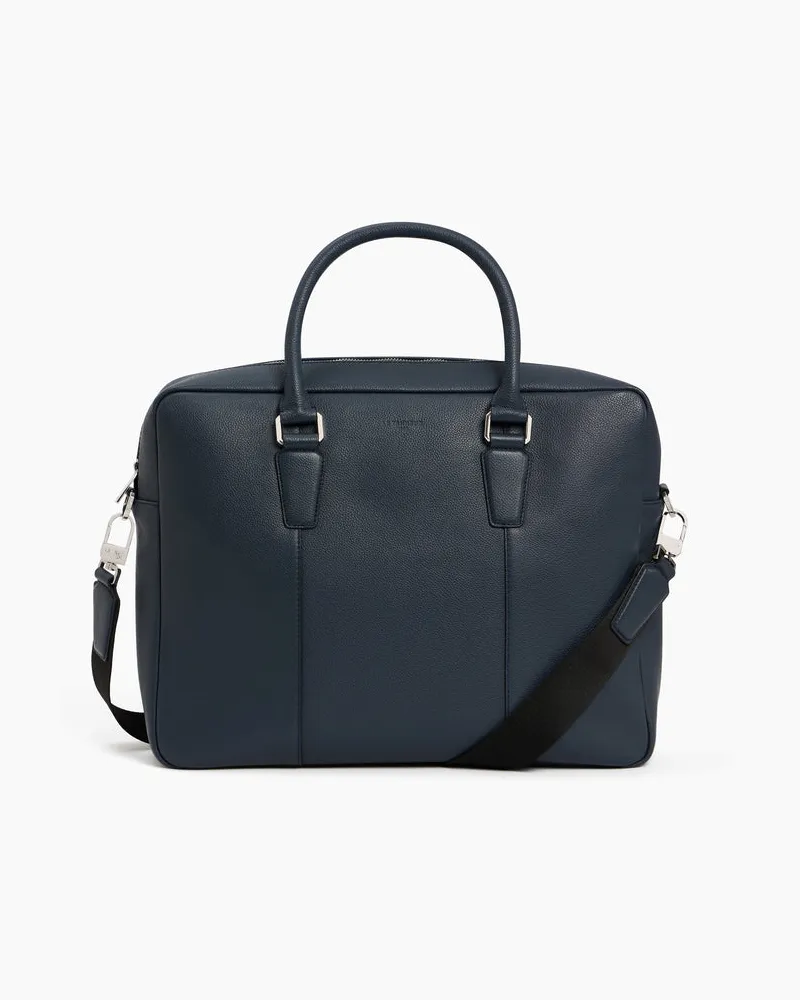 Le Tanneur Aktentasche Marceau 17-Zoll aus genarbtem Leder Blue