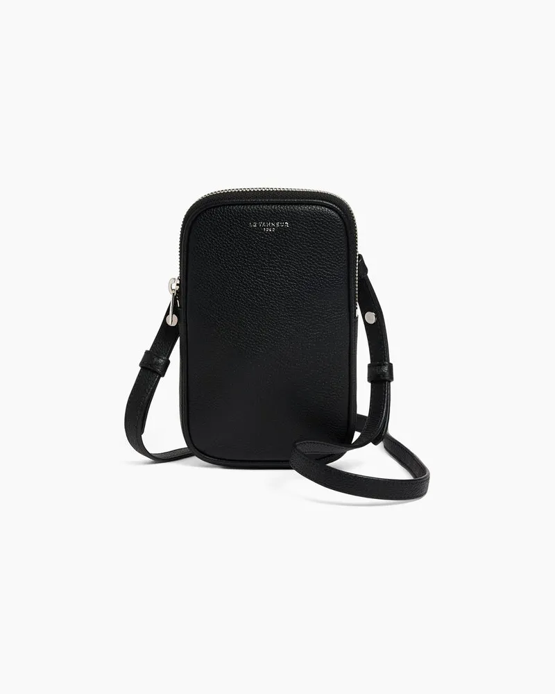 Le Tanneur Handytasche aus genarbtem Leder Black