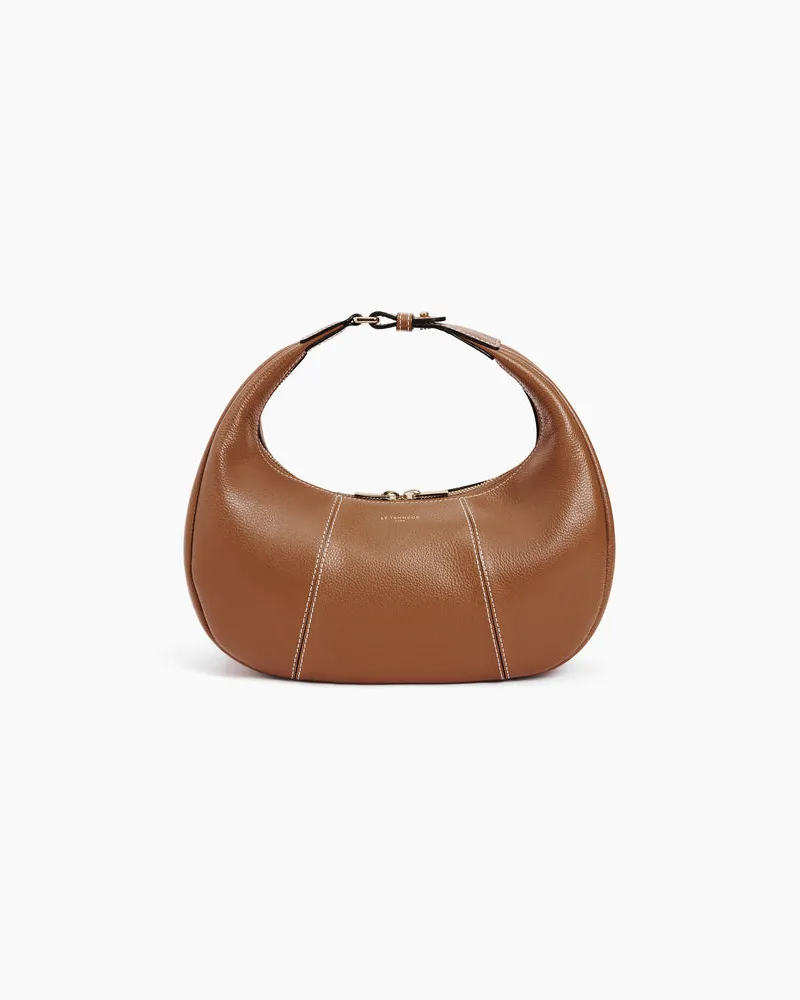 Le Tanneur Kleine Hobo-Tasche Juliette aus genarbtem Leder Brown