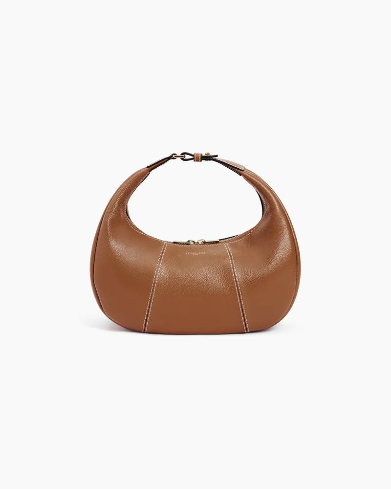 Le Tanneur Kleine Hobo-Tasche Juliette aus genarbtem Leder Brown