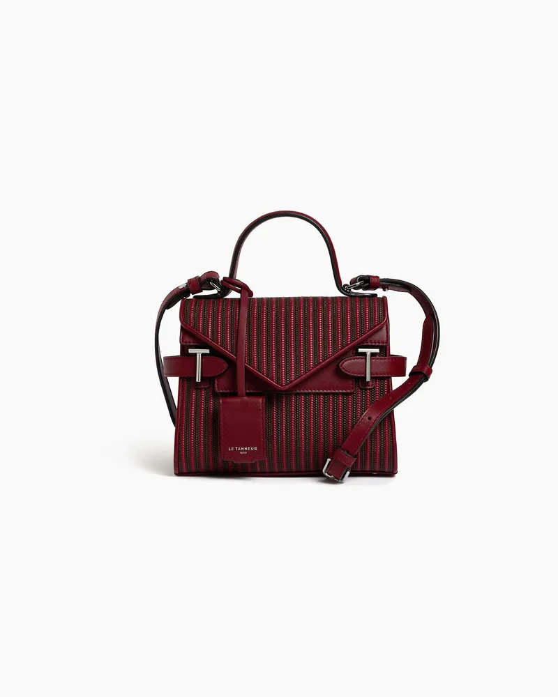 Le Tanneur Kleine Emilie-Handtasche mit doppeltem Klappverschluss aus geflochtenem Leder Red