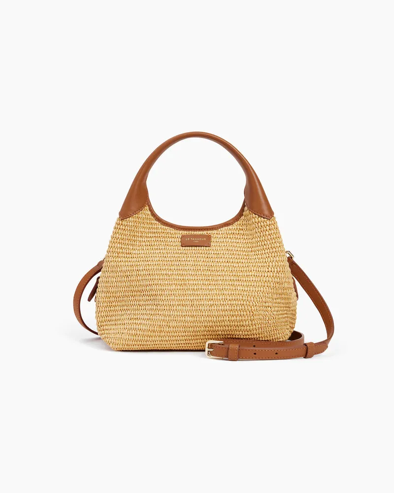 Le Tanneur Kleine Handtasche Juliette aus Glattleder in Raffia-Optik Brown