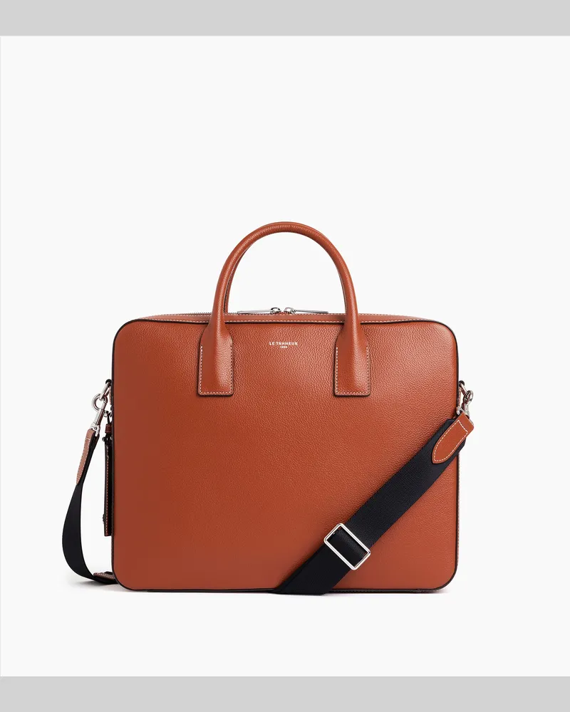 Le Tanneur Aktentasche Emile 14 Zoll aus genarbtem Leder Brown