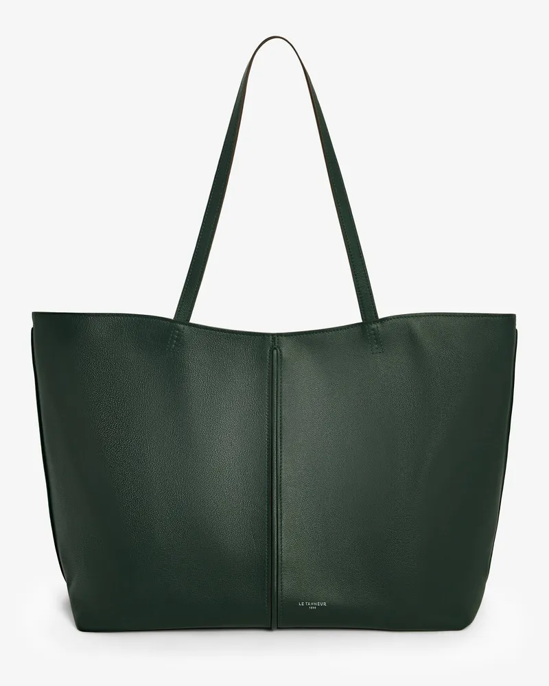 Le Tanneur Große Cabas-Tasche Hortense aus doppelseitig genarbtem Leder Grün