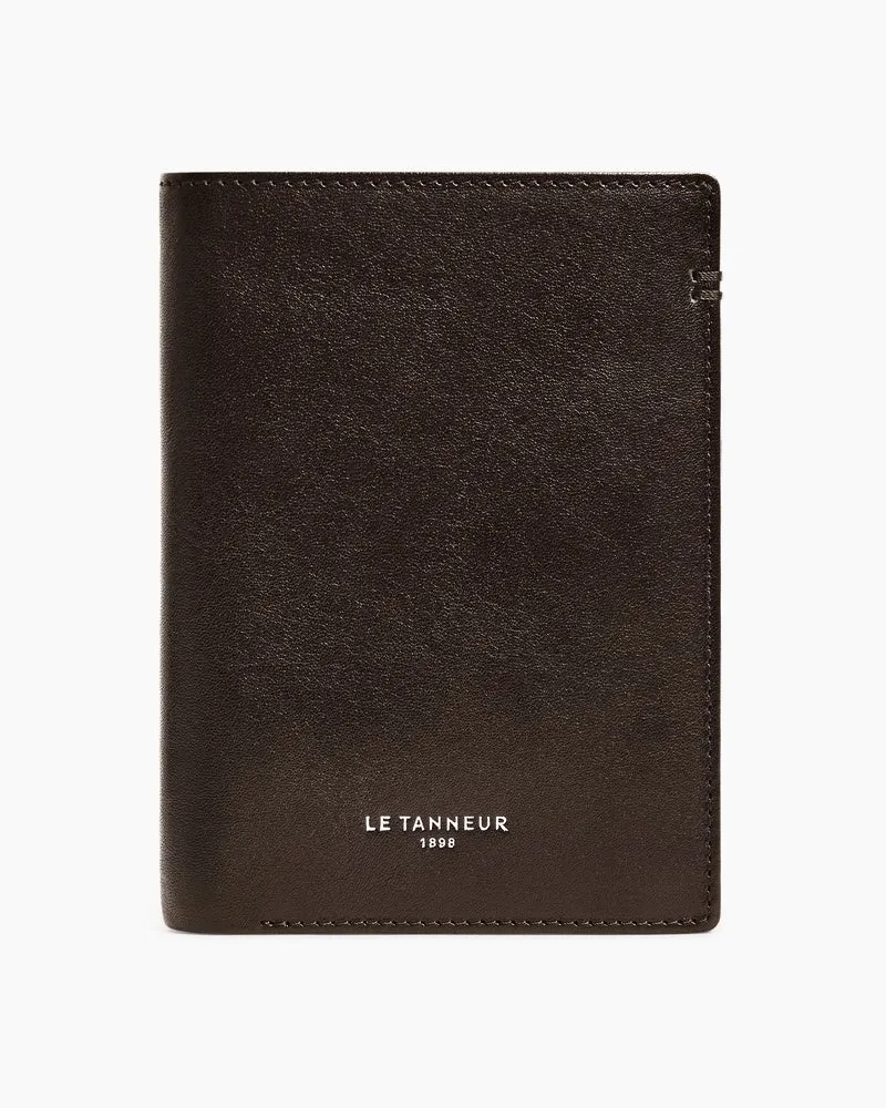 Le Tanneur Mittelgroße Bifold-Brieftasche im Hochformat mit Reißverschluss Lucien aus geöltem Leder Brauner