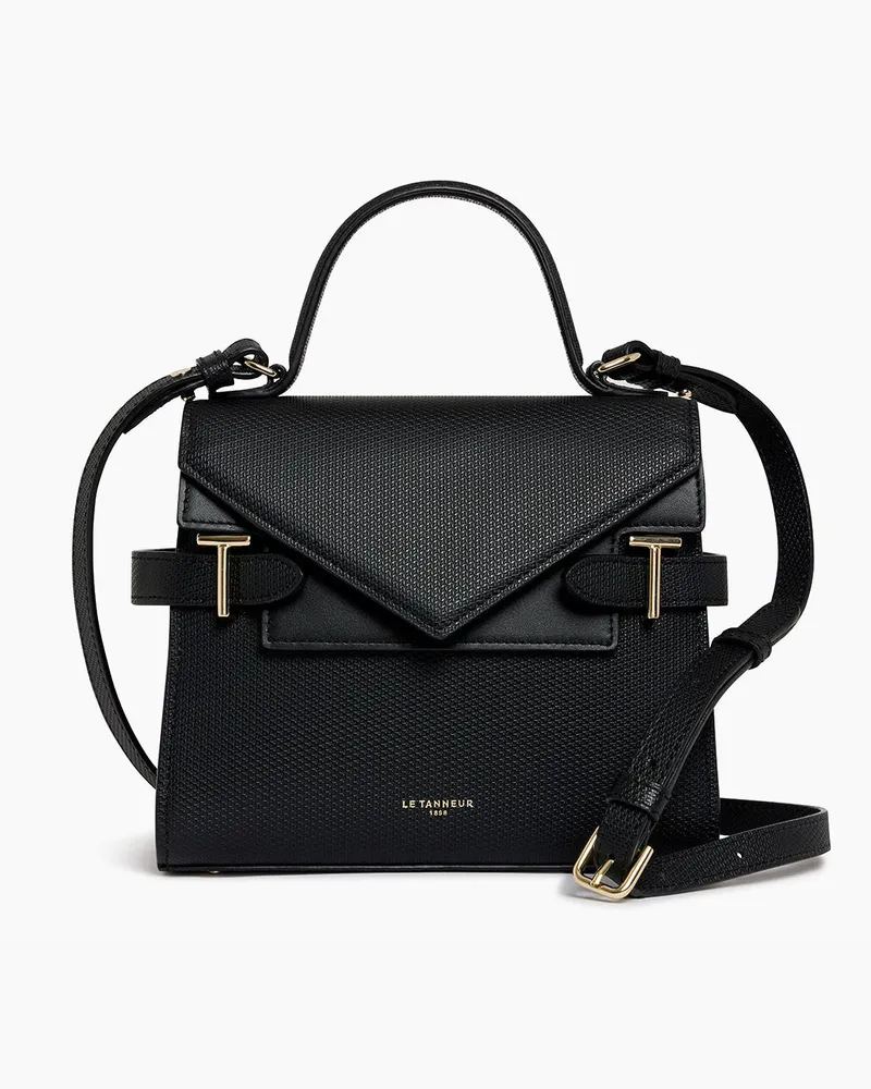 Le Tanneur Kleine Handtasche Emilie aus T-Signaturleder mit Doppelklappe Black