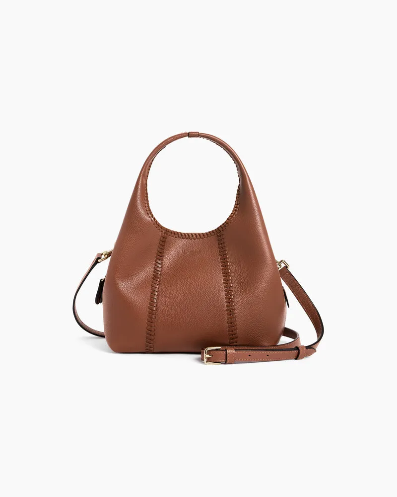 Le Tanneur Kleine Handtasche Juliette aus genarbtem Leder mit Naht-Details Brown