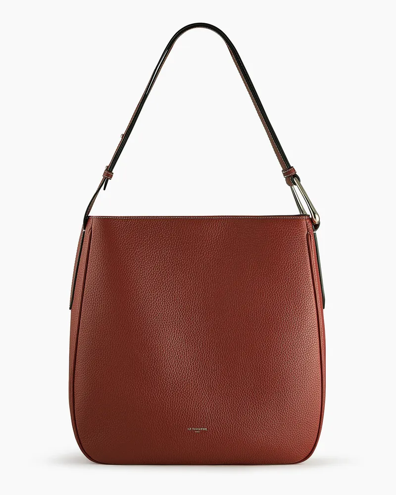 Le Tanneur Große Hobo-Tasche Madeleine aus genarbtem Kalbsleder Brown
