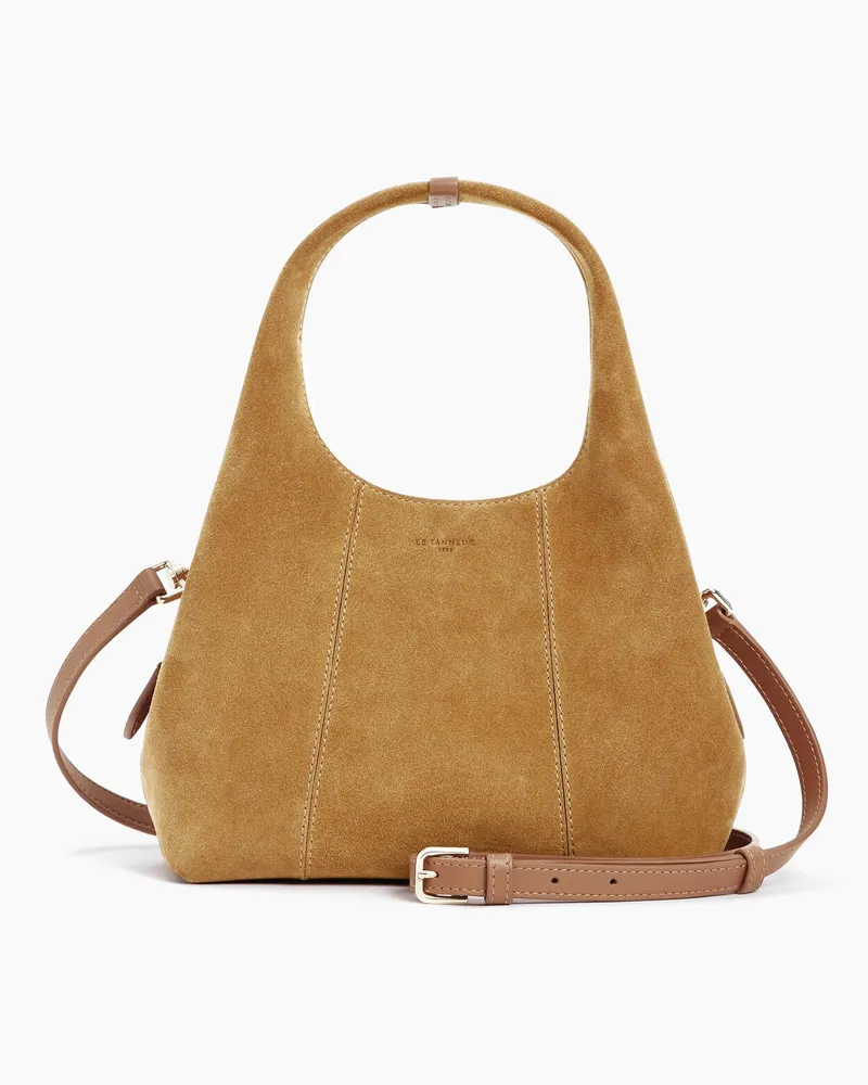 Le Tanneur Kleine Handtasche Juliette aus Velours-Spaltleder Tan
