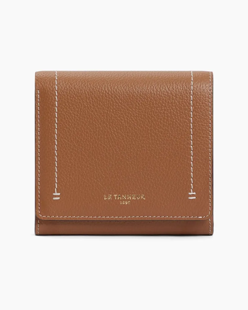 Le Tanneur Kleine Brieftasche mit Klappe Louison aus genarbtem Leder Tan