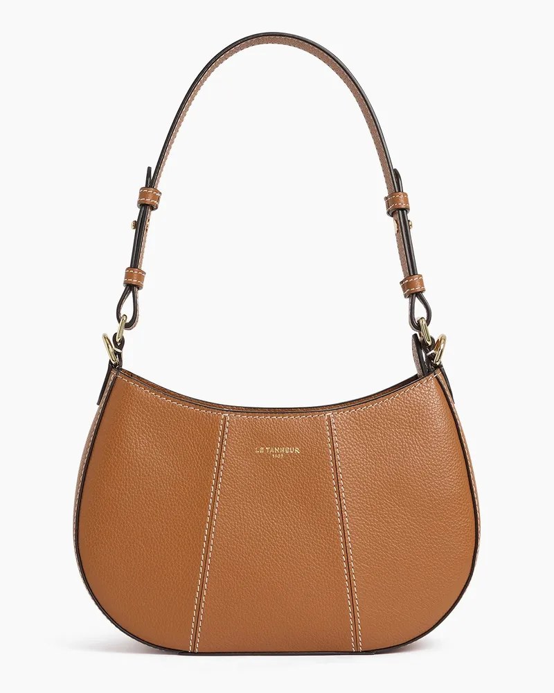 Le Tanneur Kleine Halbmondtasche Juliette aus genarbtem Leder Brown