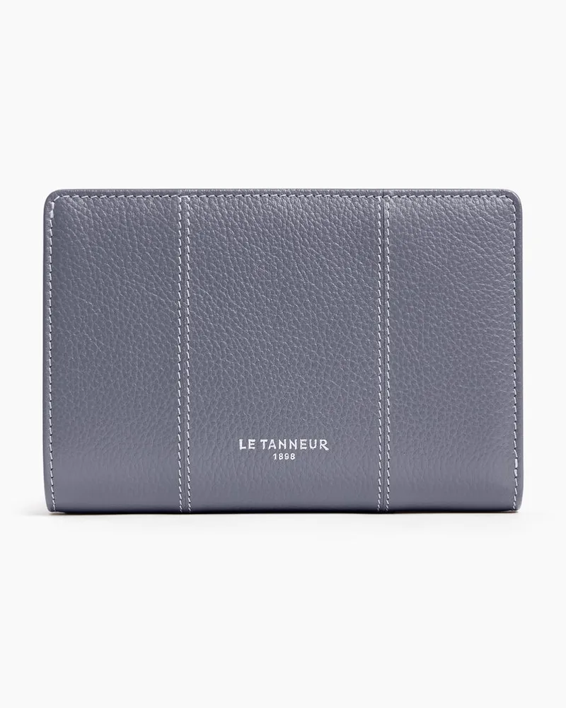 Le Tanneur Mittelgroße Brieftasche Marguerite aus genarbtem Leder Stahlblau
