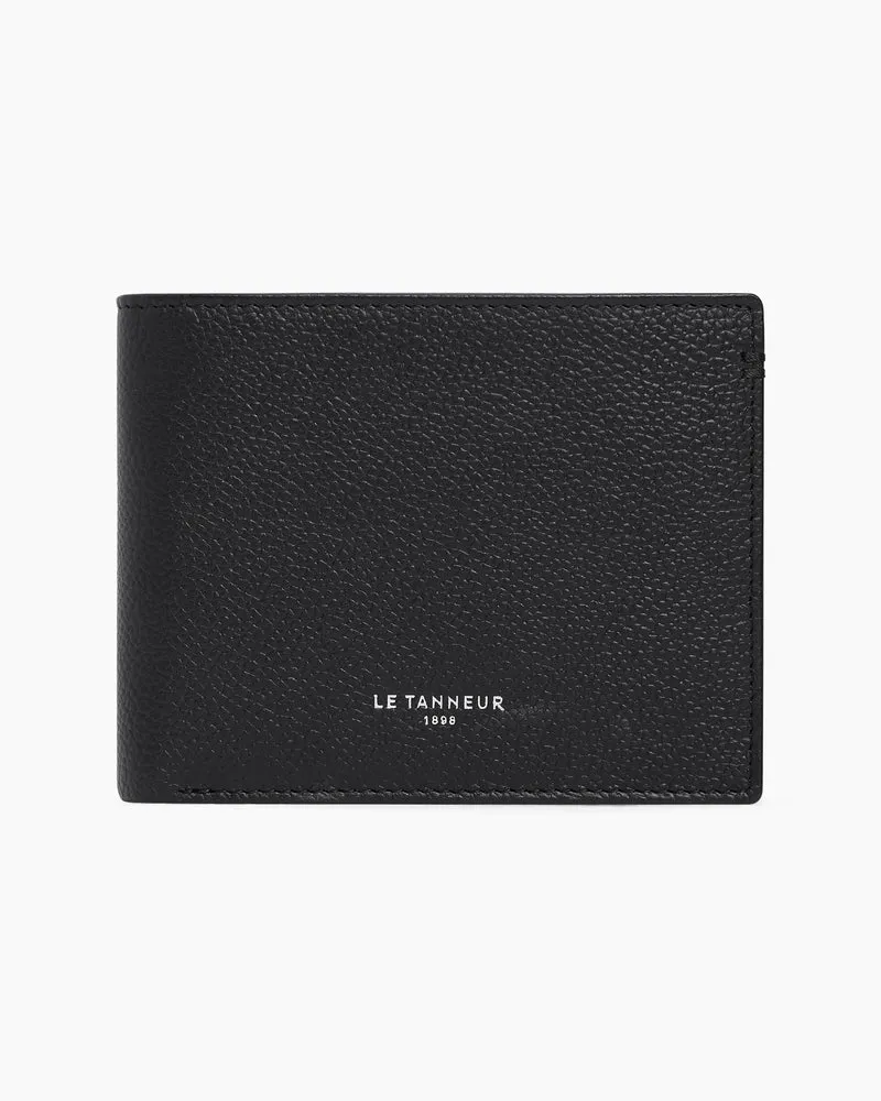 Le Tanneur Bifold-Brieftasche im Querformat Lucien aus genarbtem Leder Schwarz