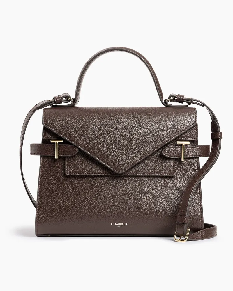 Le Tanneur Mittelgroße Handtasche Emilie aus genarbtem Leder mit Doppelklappe Braun