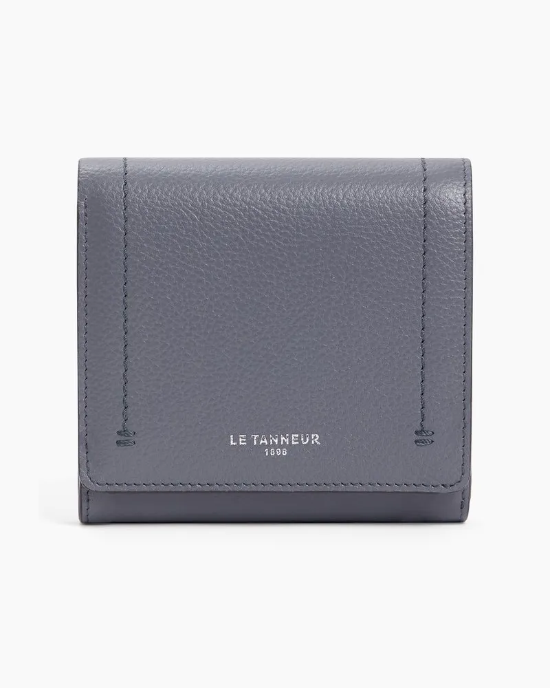 Le Tanneur Kleine Brieftasche mit Klappe Louison aus genarbtem Leder Stahlblau