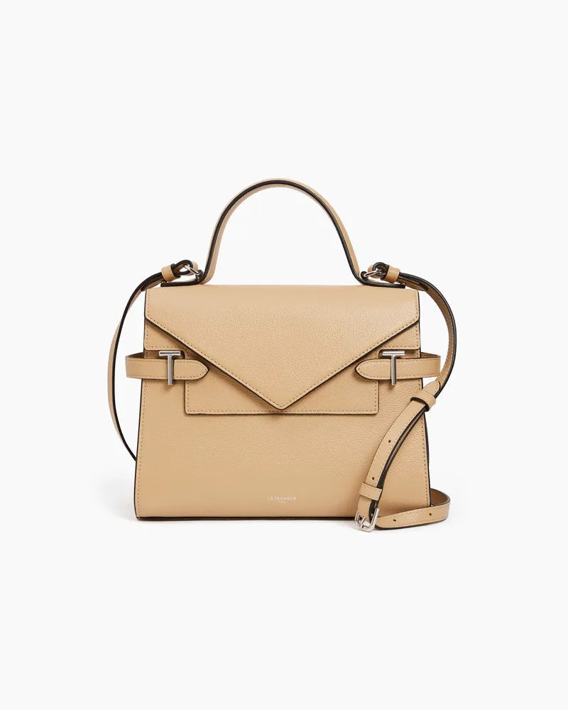 Le Tanneur Mittelgroße Handtasche Emilie aus genarbtem Leder mit Doppelklappe Beige