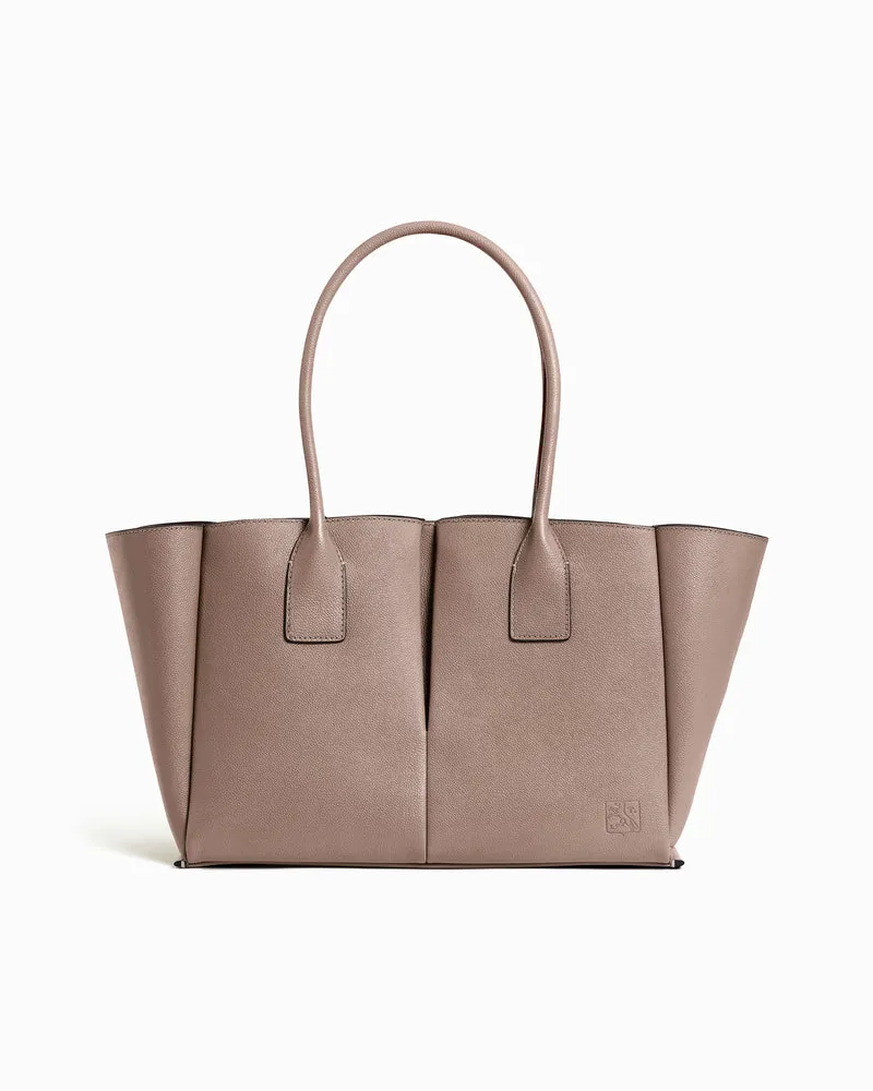 Le Tanneur Großer Shopper Elena aus genarbtem Leder Gray