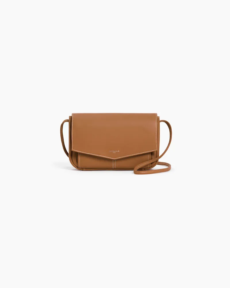 Le Tanneur Taschengeldbörse mit abnehmbarer Schultertasche Charlotte aus glattem Leder Brown
