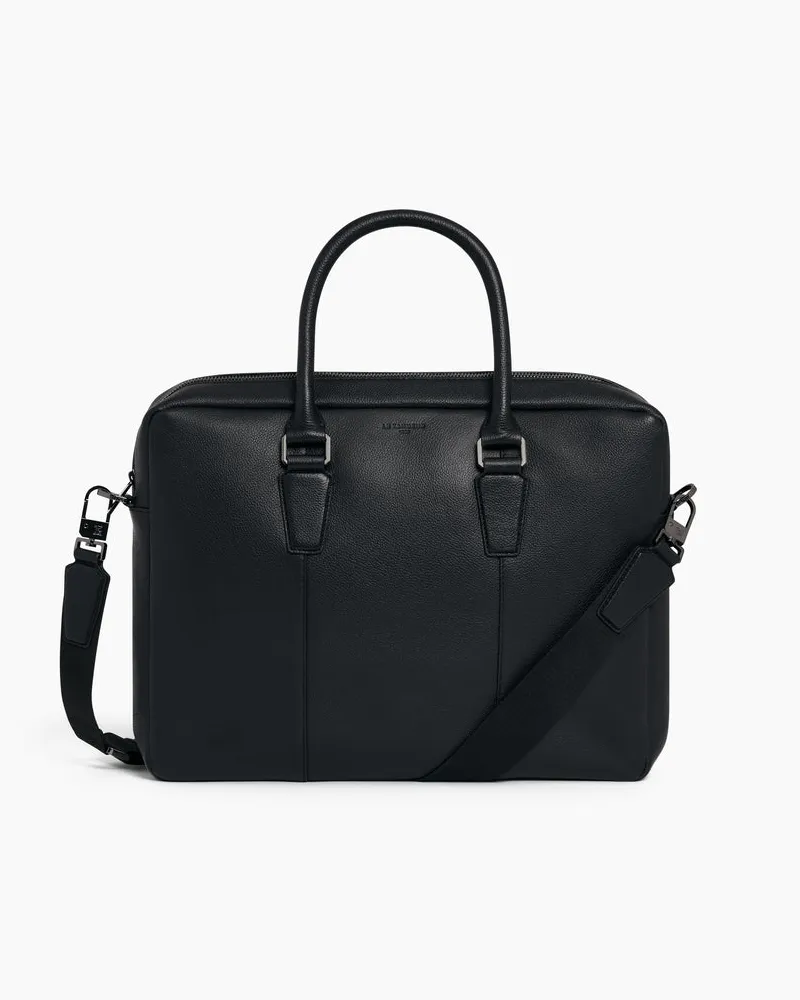 Le Tanneur Kleine Aktentasche Marceau 14-Zoll aus genarbtem Leder Black