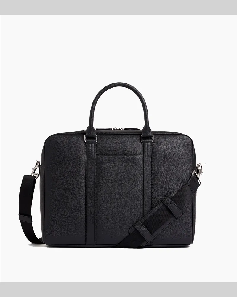 Le Tanneur 15" Charles Aktentasche aus genarbtem Leder großes Modell Black