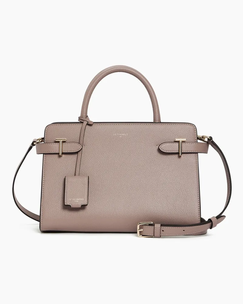 Le Tanneur Mittelgroße Handtasche Emilie aus genarbtem Leder Fossilgrau