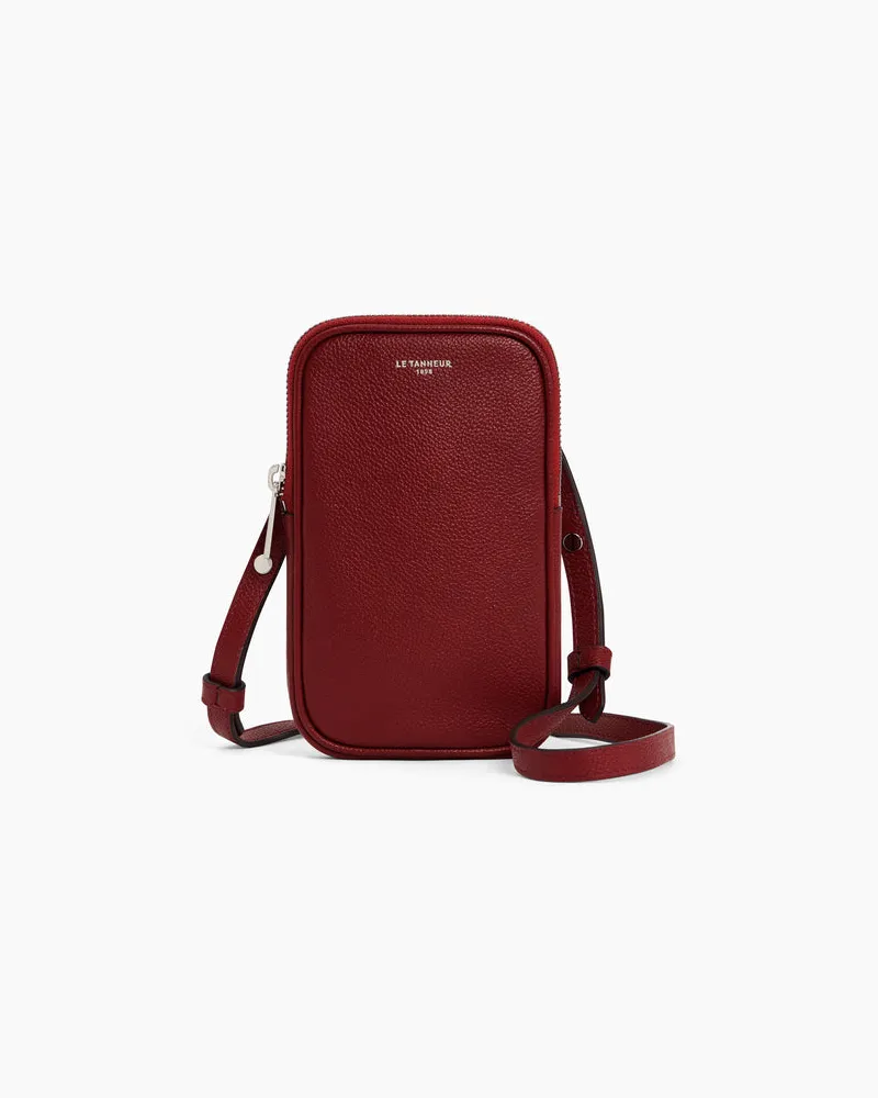 Le Tanneur Handytasche aus genarbtem Leder Red