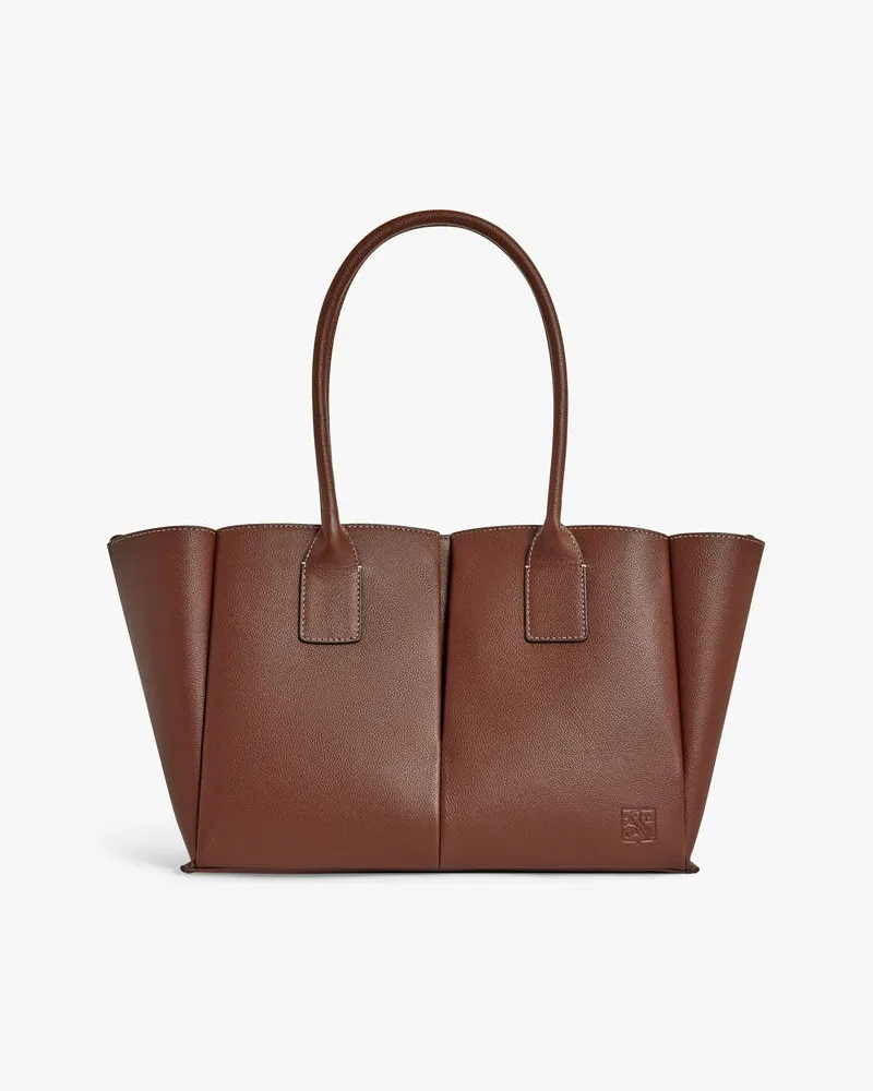 Le Tanneur Großer Shopper Elena aus genarbtem Leder Brown