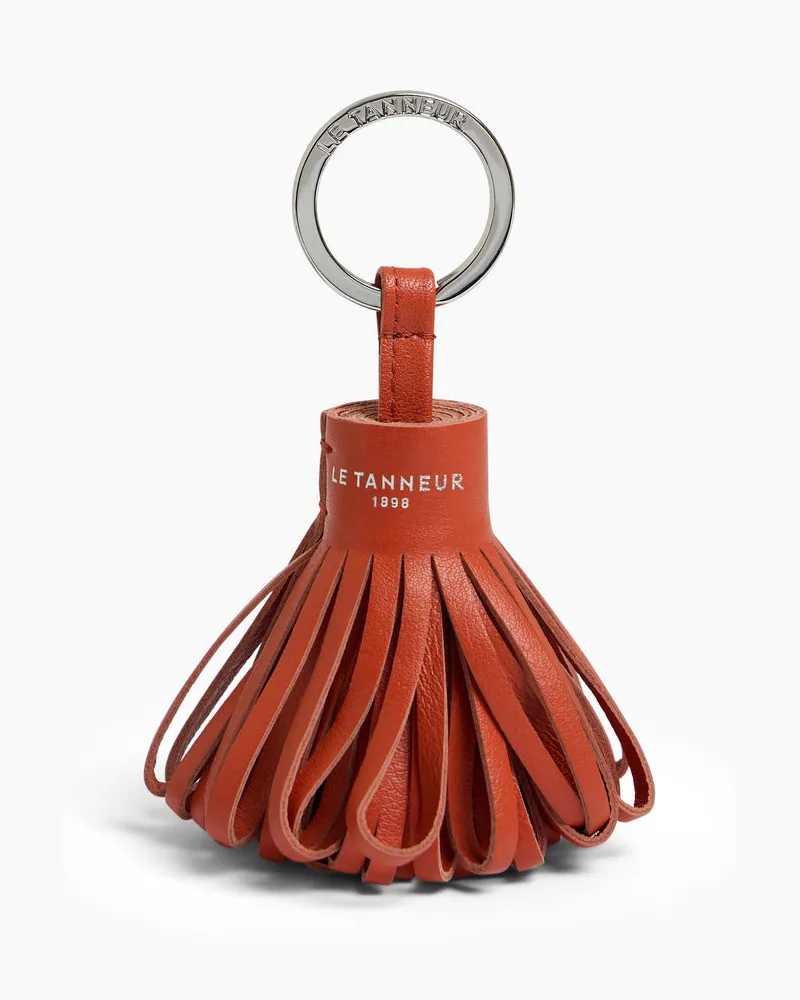 Le Tanneur Schlüsselanhänger mit Pompons aus glattem Leder Orange