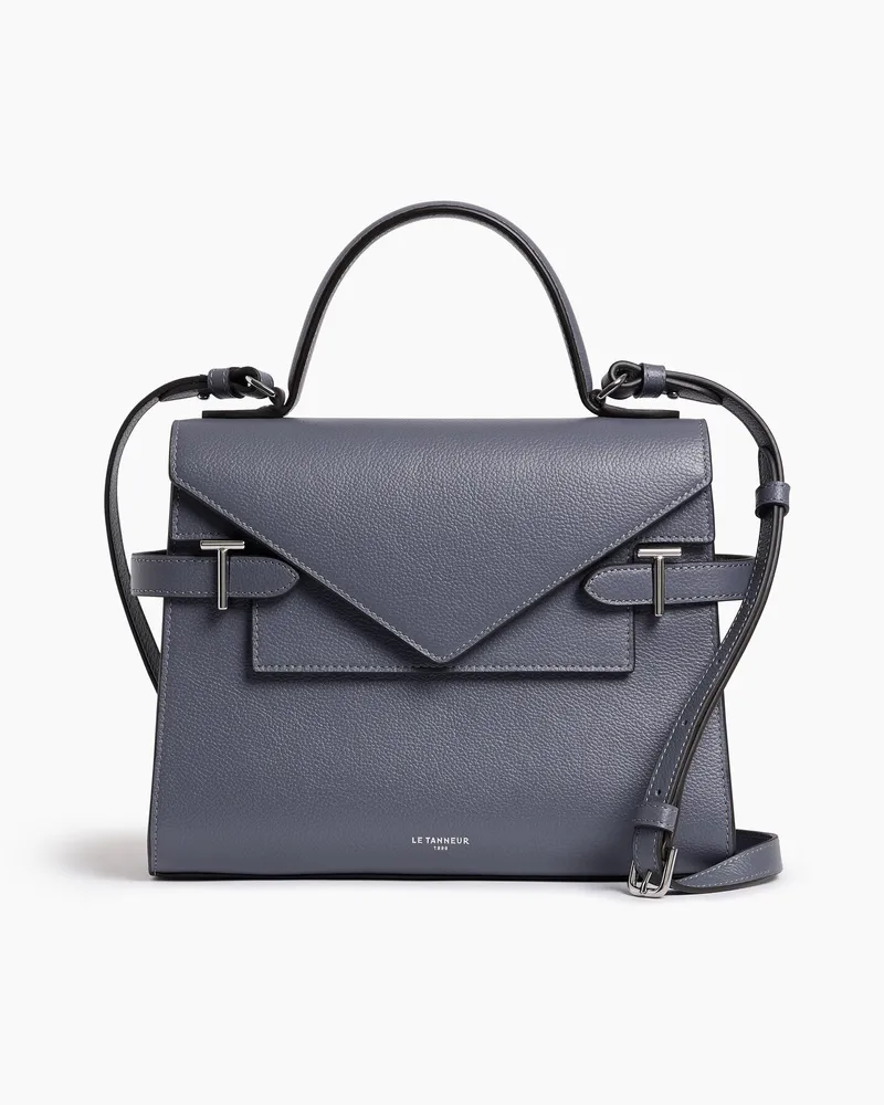 Le Tanneur Mittelgroße Handtasche Emilie aus genarbtem Leder mit Doppelklappe Stahlblau