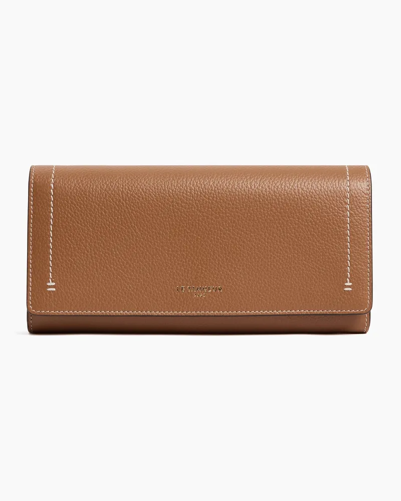 Le Tanneur Große Brieftasche mit Klappe Louison aus genarbtem Leder Tan