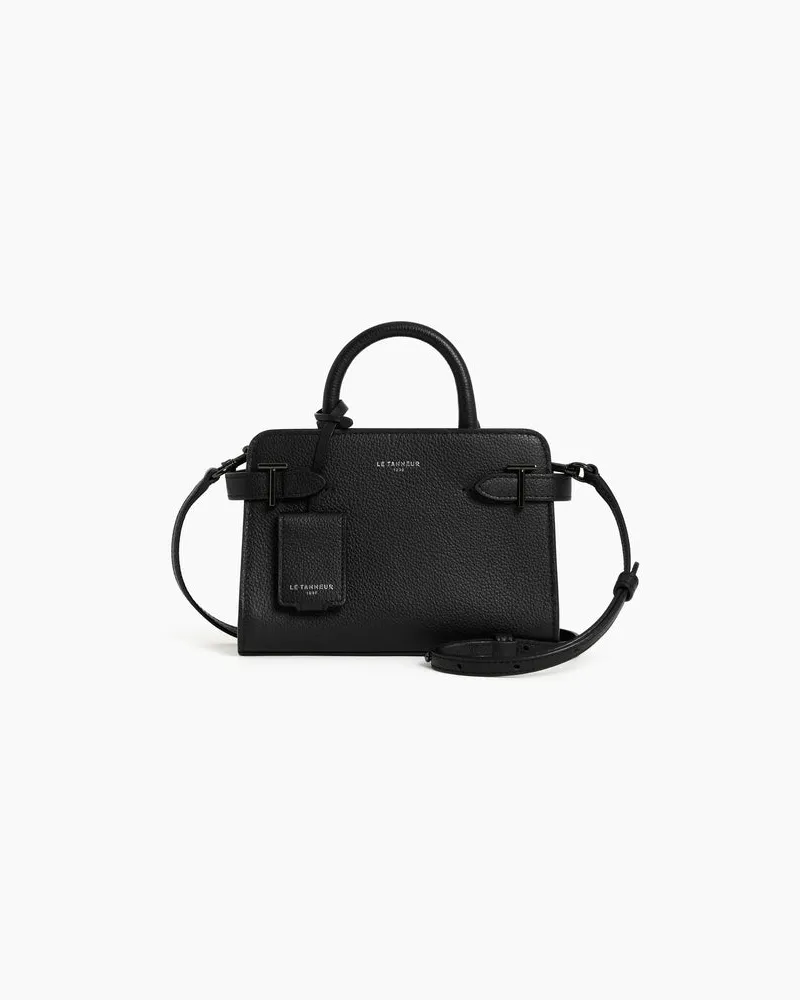 Le Tanneur Mini-Handtasche Emilie aus Glattleder in Metallic-Look Black